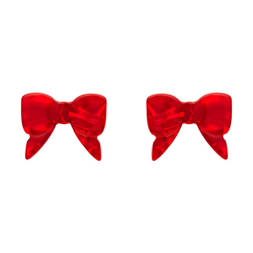 Bow Ripple Stud Earrings - Red  -  Erstwilder Essentials  -  Quirky Resin and Enamel Accessories