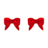 Bow Ripple Stud Earrings - Red