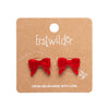 Bow Ripple Stud Earrings - Red