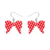 Bow Gingham Drop Earrings - Red  -  Erstwilder Essentials  -  Quirky Resin and Enamel Accessories