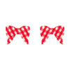 Bow Gingham Stud Earrings - Red