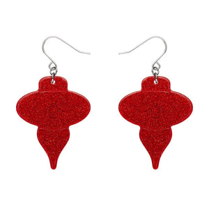 Baubles Glitter Drop Earrings - Red  -  Erstwilder Essentials  -  Quirky Resin and Enamel Accessories