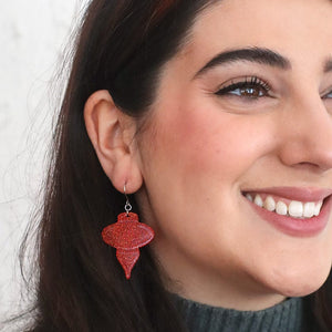 Baubles Glitter Drop Earrings - Red  -  Erstwilder Essentials  -  Quirky Resin and Enamel Accessories