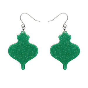 Baubles Glitter Drop Earrings - Green  -  Erstwilder Essentials  -  Quirky Resin and Enamel Accessories