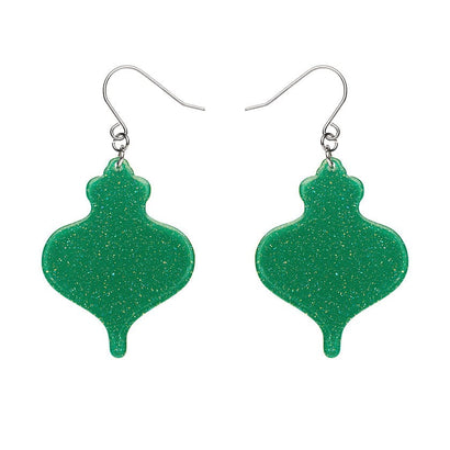 Baubles Glitter Drop Earrings - Green  -  Erstwilder Essentials  -  Quirky Resin and Enamel Accessories