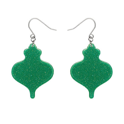 Baubles Glitter Drop Earrings - Green  -  Erstwilder Essentials  -  Quirky Resin and Enamel Accessories