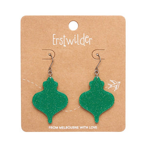 Baubles Glitter Drop Earrings - Green  -  Erstwilder Essentials  -  Quirky Resin and Enamel Accessories