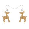 Reindeer Glitter Drop Earrings - Gold