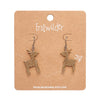 Reindeer Glitter Drop Earrings - Gold