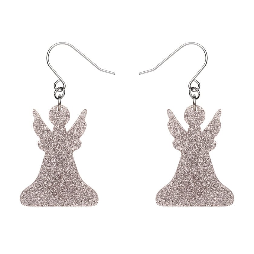 Angel Glitter Drop Earrings - Silver  -  Erstwilder Essentials  -  Quirky Resin and Enamel Accessories