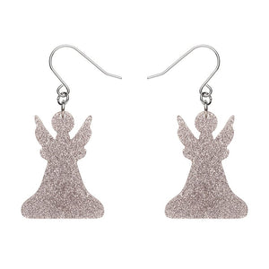 Angel Glitter Drop Earrings - Silver  -  Erstwilder Essentials  -  Quirky Resin and Enamel Accessories