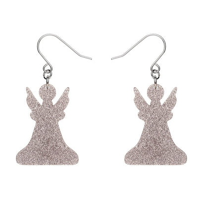 Angel Glitter Drop Earrings - Silver  -  Erstwilder Essentials  -  Quirky Resin and Enamel Accessories