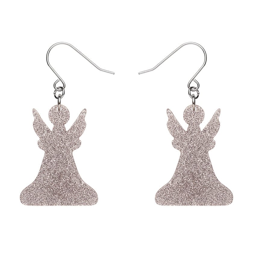 Angel Glitter Drop Earrings - Silver  -  Erstwilder Essentials  -  Quirky Resin and Enamel Accessories