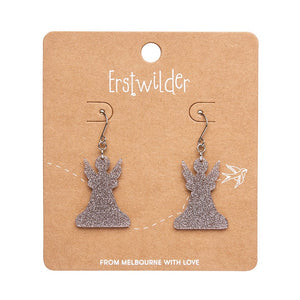 Angel Glitter Drop Earrings - Silver  -  Erstwilder Essentials  -  Quirky Resin and Enamel Accessories