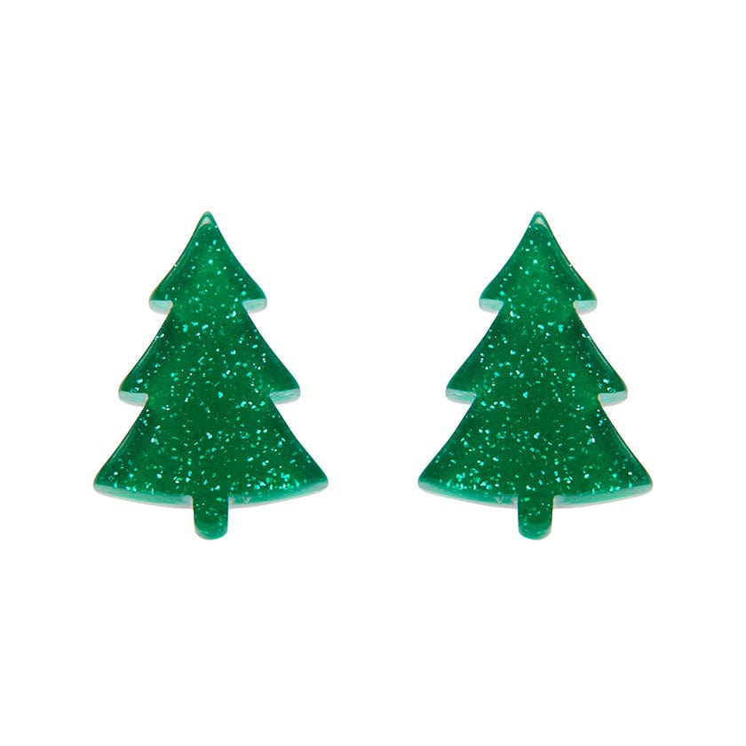 Green Christmas Tree Stud Earrings  -  Erstwilder Essentials  -  Quirky Resin and Enamel Accessories