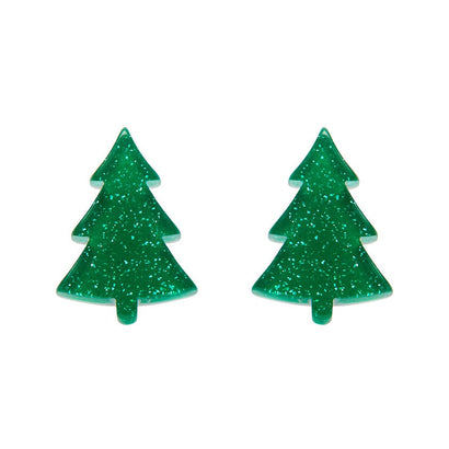 Green Christmas Tree Stud Earrings  -  Erstwilder Essentials  -  Quirky Resin and Enamel Accessories