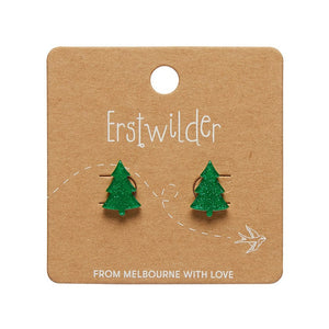 Green Christmas Tree Stud Earrings  -  Erstwilder Essentials  -  Quirky Resin and Enamel Accessories