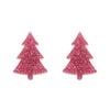 Pink Christmas Tree Stud Earrings