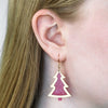 Pink Christmas Tree Drop Earrings - Gold