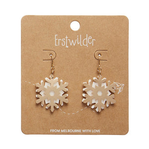 White Snowflake Drop Earrings - Gold  -  Erstwilder Essentials  -  Quirky Resin and Enamel Accessories