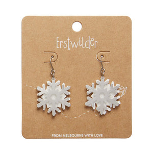 White Snowflake Drop Earrings - Silver  -  Erstwilder Essentials  -  Quirky Resin and Enamel Accessories