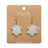 White Snowflake Drop Earrings - Silver