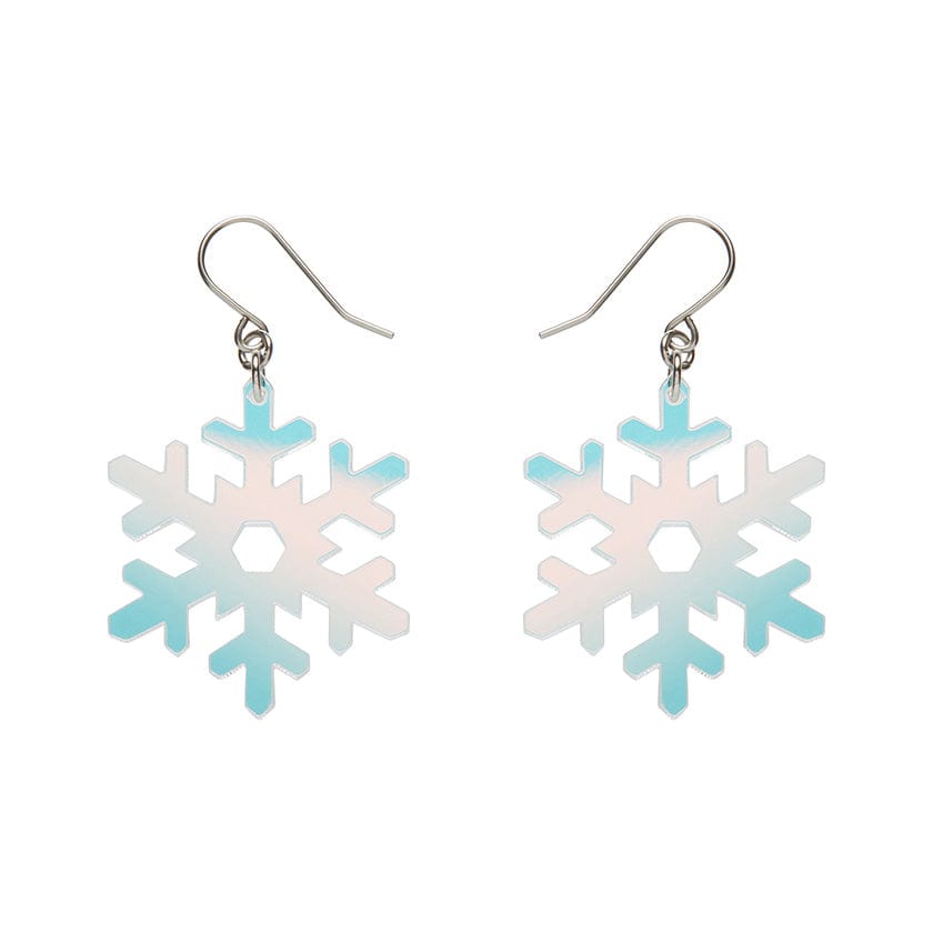 Iridescent Snowflake Drop Earrings  -  Erstwilder Essentials  -  Quirky Resin and Enamel Accessories