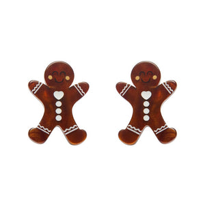 Gingerbread Man Stud Earrings  -  Erstwilder Essentials  -  Quirky Resin and Enamel Accessories