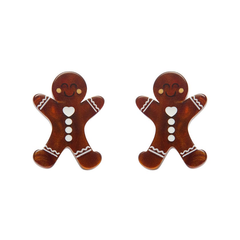 Gingerbread Man Stud Earrings  -  Erstwilder Essentials  -  Quirky Resin and Enamel Accessories