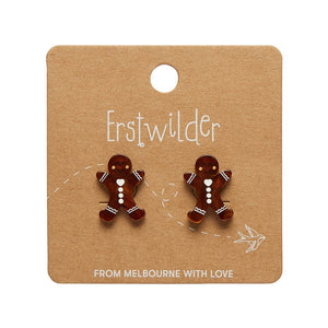 Gingerbread Man Stud Earrings  -  Erstwilder Essentials  -  Quirky Resin and Enamel Accessories
