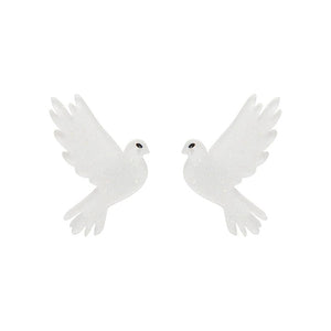 White Dove Stud Earrings  -  Erstwilder Essentials  -  Quirky Resin and Enamel Accessories