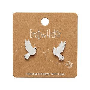 White Dove Stud Earrings  -  Erstwilder Essentials  -  Quirky Resin and Enamel Accessories