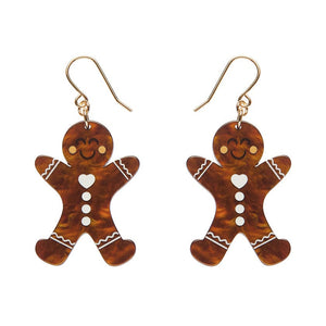 Gingerbread Man Drop Earrings  -  Erstwilder Essentials  -  Quirky Resin and Enamel Accessories