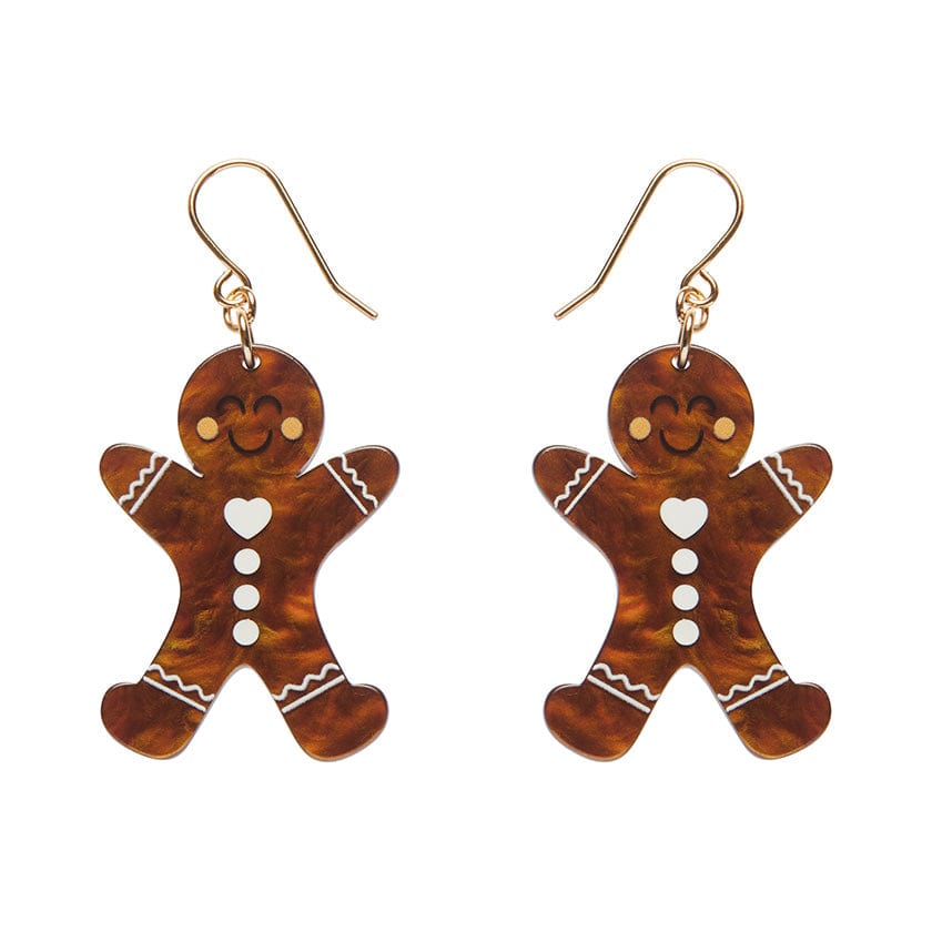 Gingerbread Man Drop Earrings  -  Erstwilder Essentials  -  Quirky Resin and Enamel Accessories
