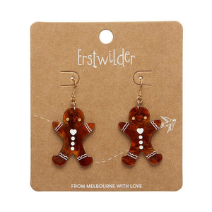 Gingerbread Man Drop Earrings  -  Erstwilder Essentials  -  Quirky Resin and Enamel Accessories