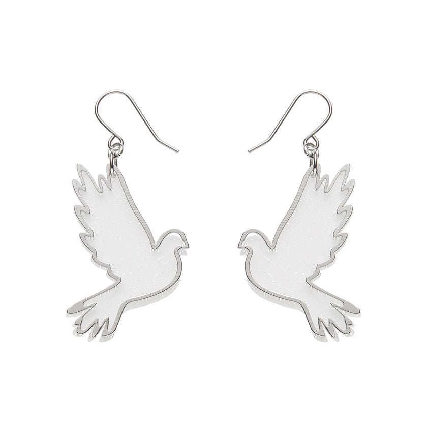 White Dove Drop Earrings - Silver  -  Erstwilder Essentials  -  Quirky Resin and Enamel Accessories