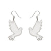 White Dove Drop Earrings - Silver
