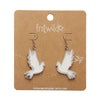 White Dove Drop Earrings - Silver