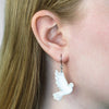 White Dove Drop Earrings - Silver