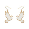 White Dove Drop Earrings - Gold