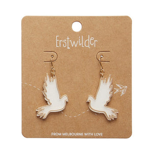 White Dove Drop Earrings - Gold  -  Erstwilder Essentials  -  Quirky Resin and Enamel Accessories
