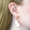 White Dove Drop Earrings - Gold