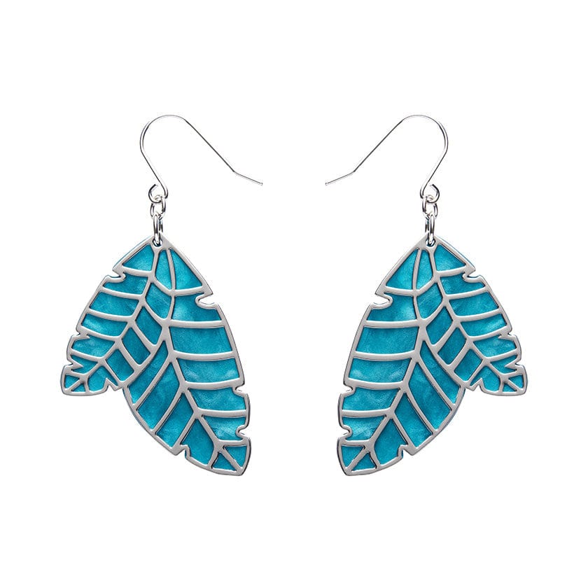 Leaf Textured Emerald Resin Drop Earrings - Silver  -  Erstwilder Essentials  -  Quirky Resin and Enamel Accessories