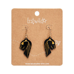 Jaguar Solid Black Resin Drop Earrings - Gold  -  Erstwilder Essentials  -  Quirky Resin and Enamel Accessories