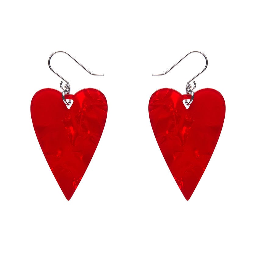 From the Heart Essential Drop Earrings - Red  -  Erstwilder Essentials  -  Quirky Resin and Enamel Accessories