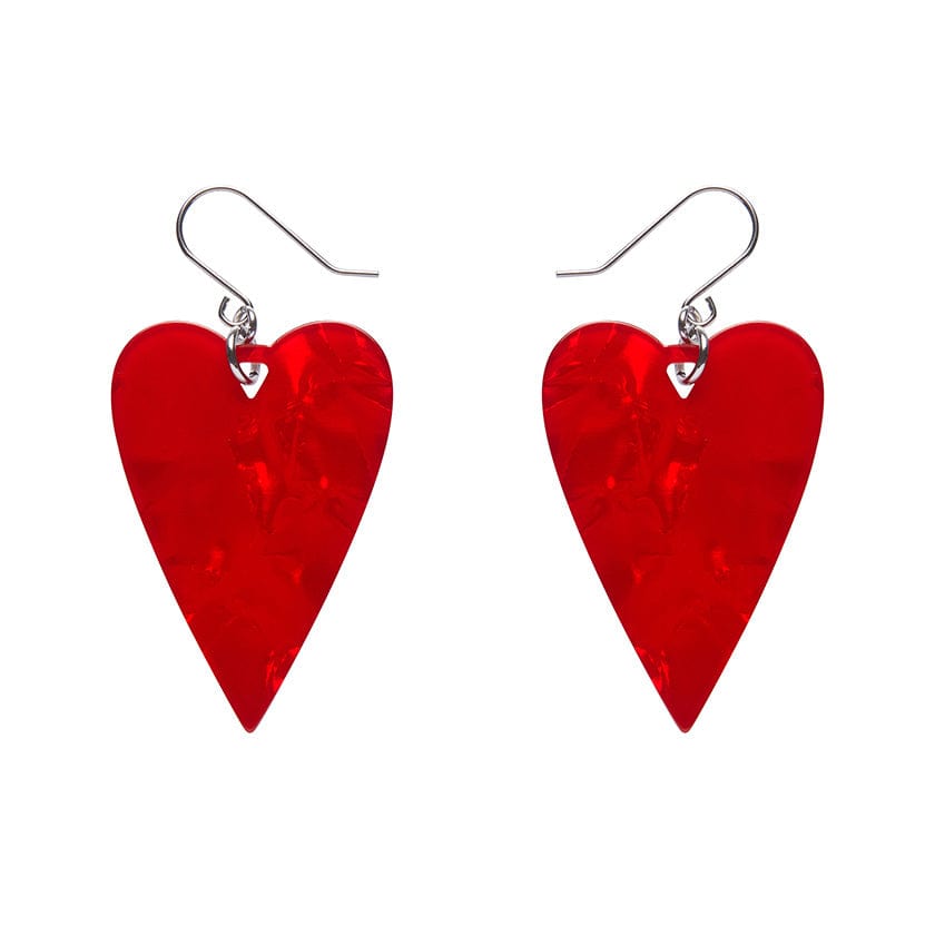 From the Heart Essential Drop Earrings - Red  -  Erstwilder Essentials  -  Quirky Resin and Enamel Accessories