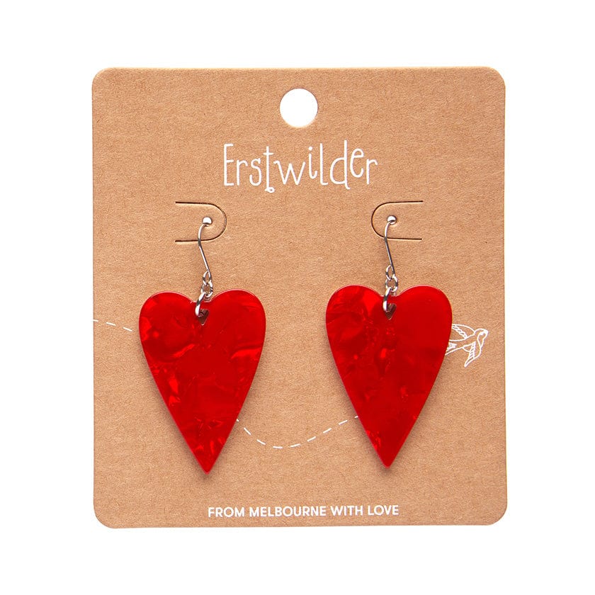 From the Heart Essential Drop Earrings - Red  -  Erstwilder Essentials  -  Quirky Resin and Enamel Accessories