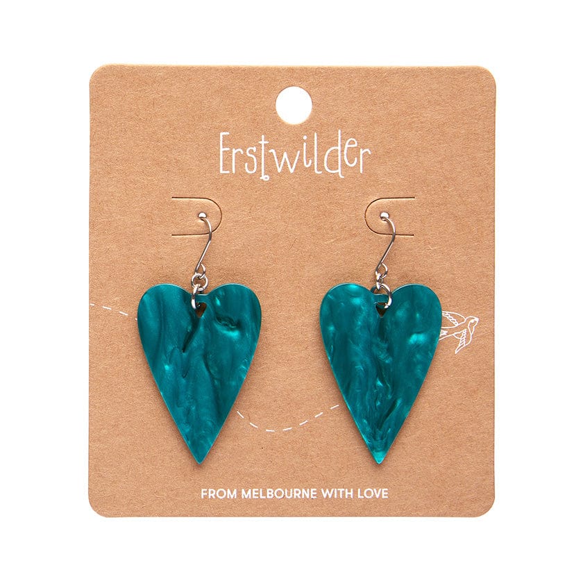 From the Heart Essential Drop Earrings - Green  -  Erstwilder Essentials  -  Quirky Resin and Enamel Accessories