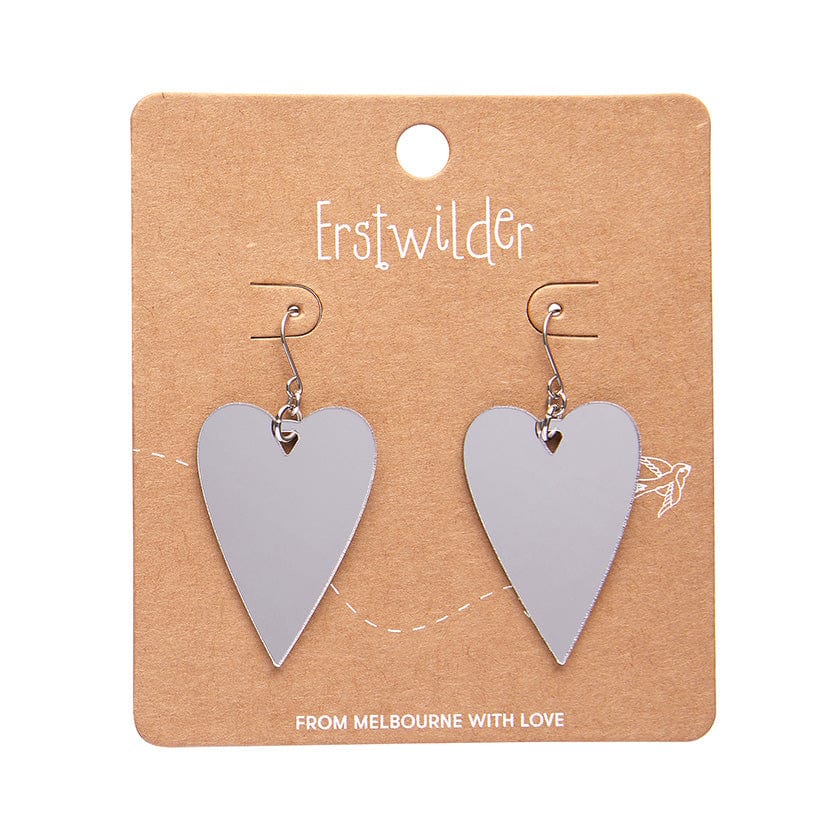 From the Heart Essential Drop Earrings - Silver  -  Erstwilder Essentials  -  Quirky Resin and Enamel Accessories