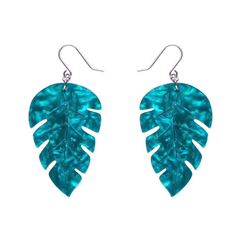 Large Leaf Essential Drop Earrings - Green  -  Erstwilder Essentials  -  Quirky Resin and Enamel Accessories
